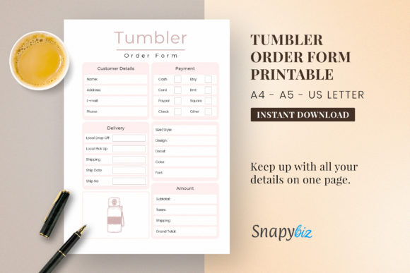 Download Tumbler Order Form | Craft Business Form - Business form Collection